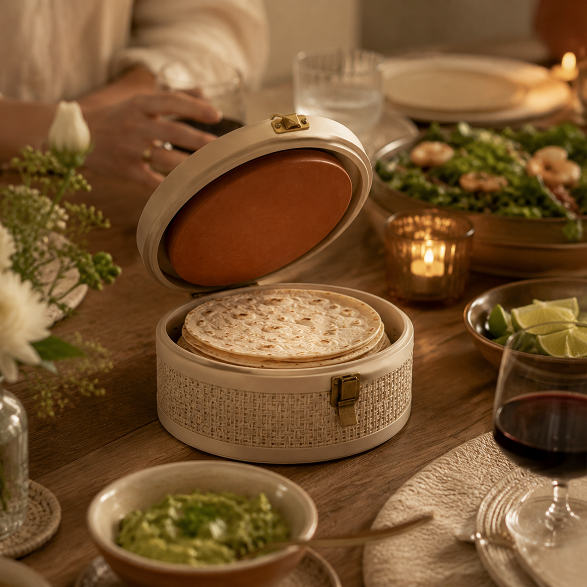 Warm-Stone Tortilla Serving Vault – Insulated Tortilla Warmer with Stone Insert