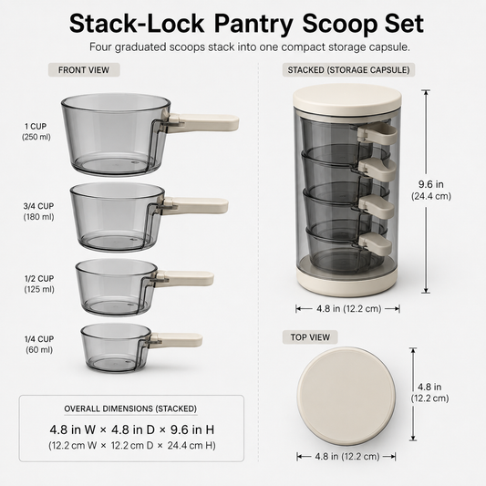 Stack-Lock Pantry Scoop Set – 4-Piece Nesting Measuring Scoop Set