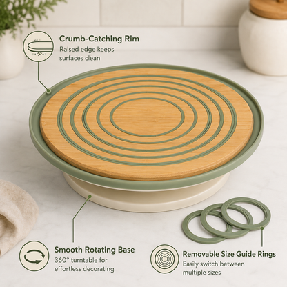 Rotating Pie Crust Guide Board – Non-Stick Pastry Rolling Board with Size Guides