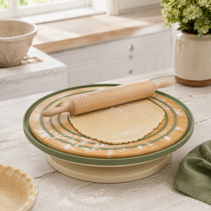 Rotating Pie Crust Guide Board – Non-Stick Pastry Rolling Board with Size Guides