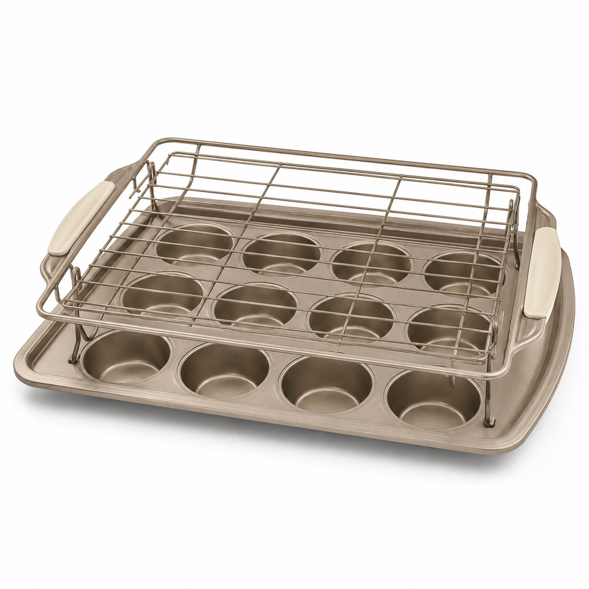 Lift & Cool Muffin Tray – 12-Cup Muffin Pan with Built-In Cooling Rack