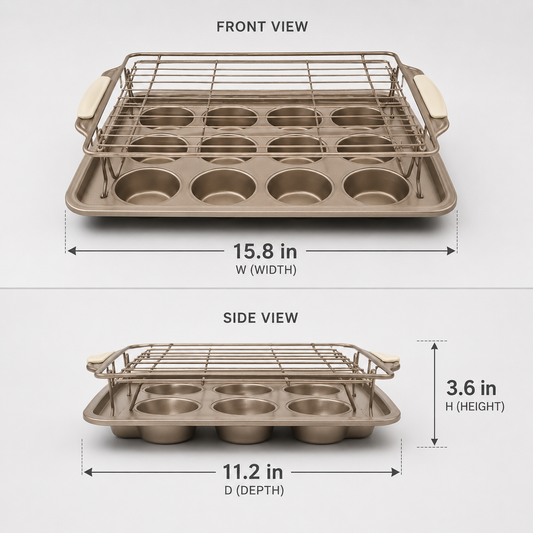 Lift & Cool Muffin Tray – 12-Cup Muffin Pan with Built-In Cooling Rack