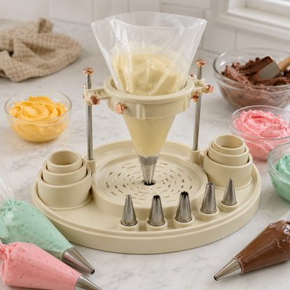 Fill-Control Piping Bag Dock – Hands-Free Piping Bag Holder Stand