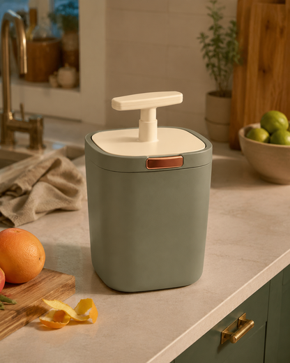 Countertop Compost Press Bin – Compact Kitchen Compost Bin with Press Plate