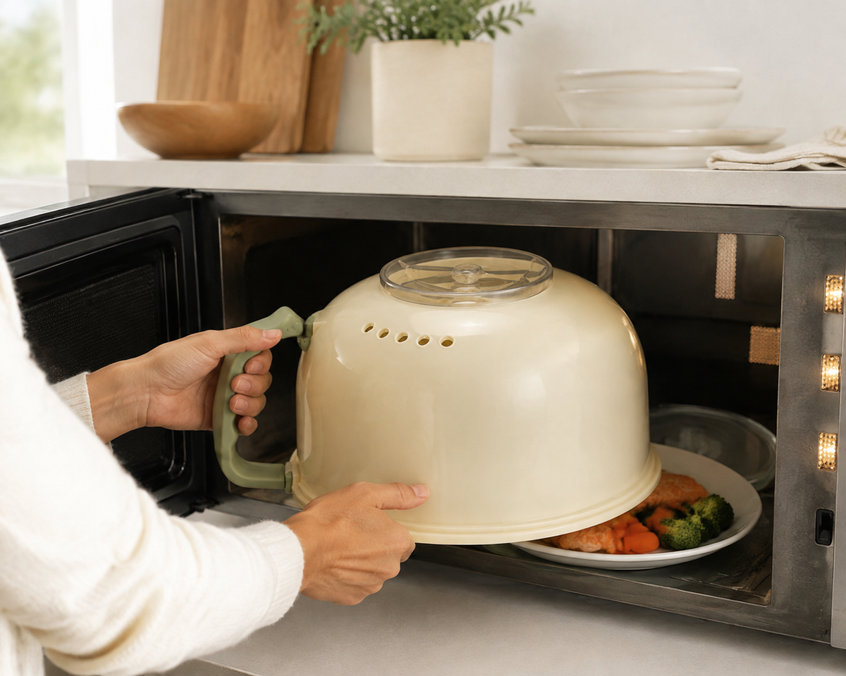 Steam-Clean Microwave Dome – Microwave Splatter Cover with Steam Cleaning