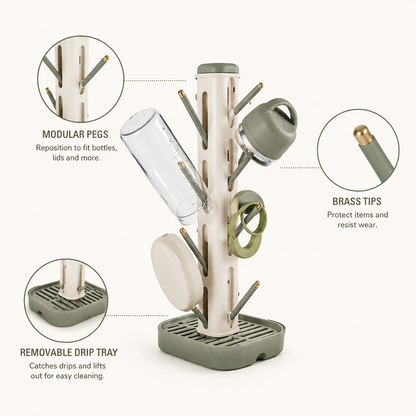Dry-Dock Bottle & Lid Tower – Vertical Drying Rack for Bottles & Lids