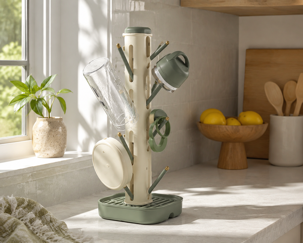 Dry-Dock Bottle & Lid Tower – Vertical Drying Rack for Bottles & Lids