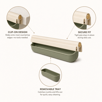 Crumb-Catch Counter Edge Rail – Countertop Crumb Catcher with Slide-Out Drawer