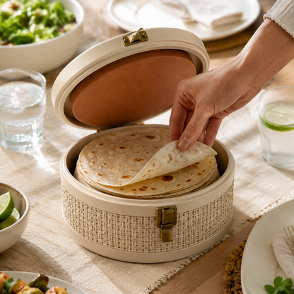 Warm-Stone Tortilla Serving Vault – Insulated Tortilla Warmer with Stone Insert