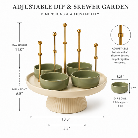 Adjustable Dip & Skewer Garden – Tabletop Appetizer & Dip Serving Stand