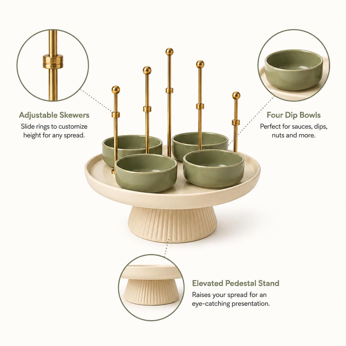 Adjustable Dip & Skewer Garden – Tabletop Appetizer & Dip Serving Stand
