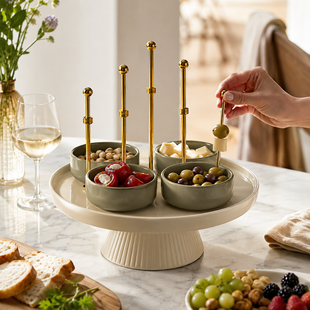 Adjustable Dip & Skewer Garden – Tabletop Appetizer & Dip Serving Stand