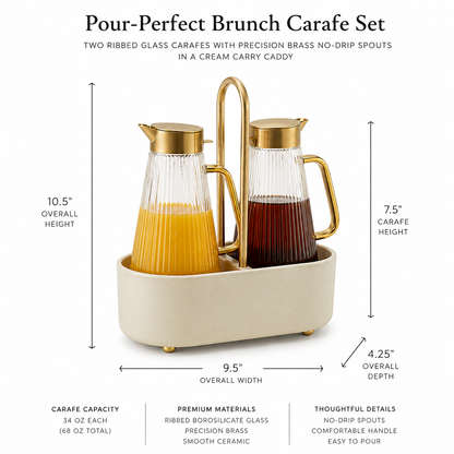 Pour-Perfect Brunch Carafe Set – Glass Carafe Set with Serving Dock