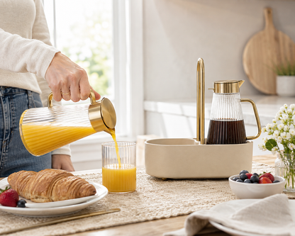 Pour-Perfect Brunch Carafe Set – Glass Carafe Set with Serving Dock