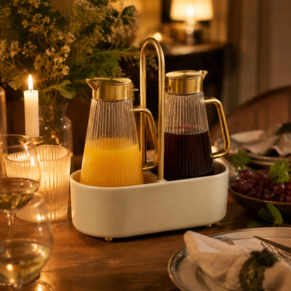 Pour-Perfect Brunch Carafe Set – Glass Carafe Set with Serving Dock