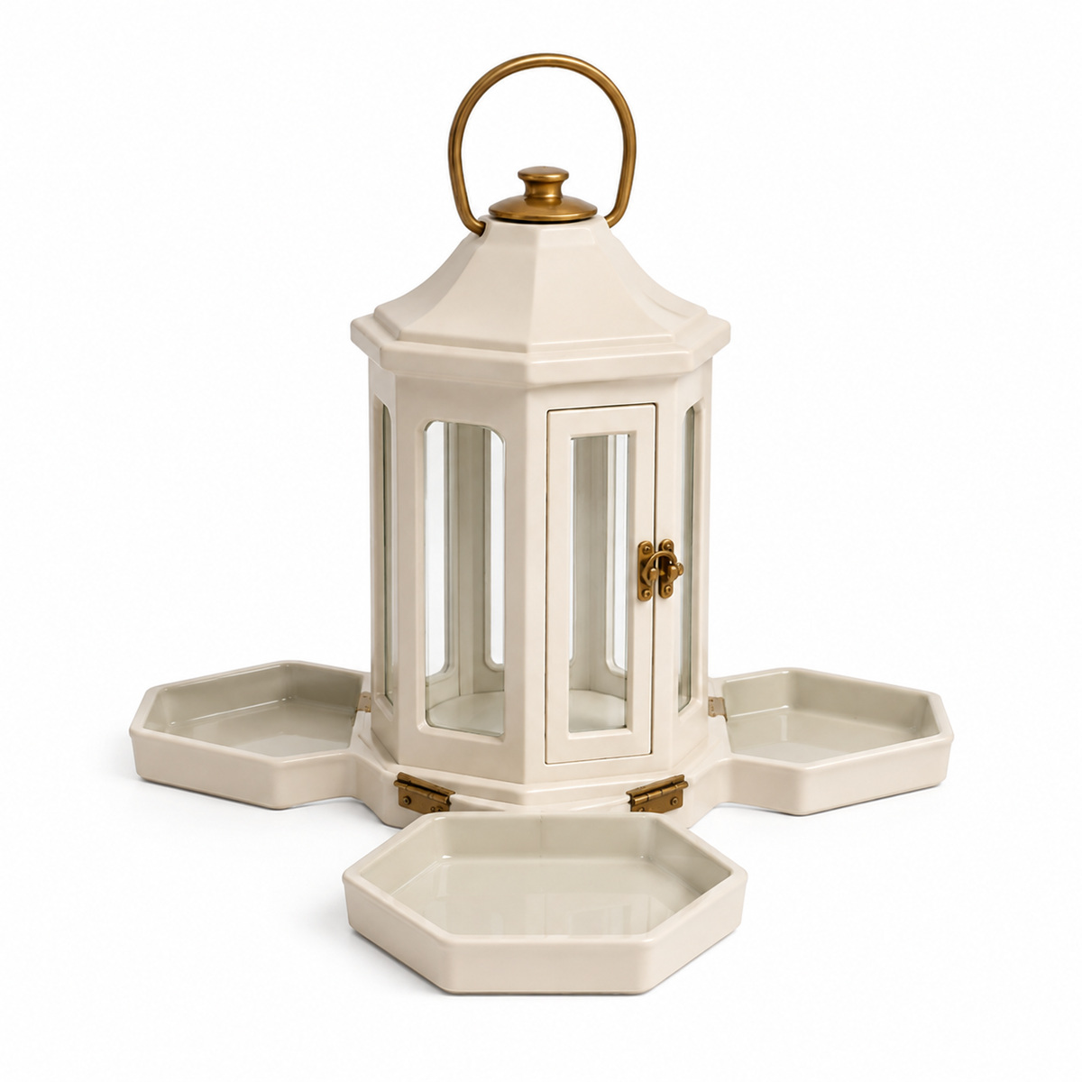 Fold-Out Condiment Table Lantern – 4-Condiment Tabletop Organizer with Napkin Holder