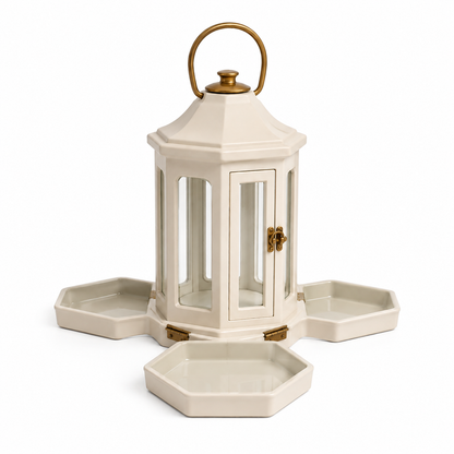 Fold-Out Condiment Table Lantern – 4-Condiment Tabletop Organizer with Napkin Holder
