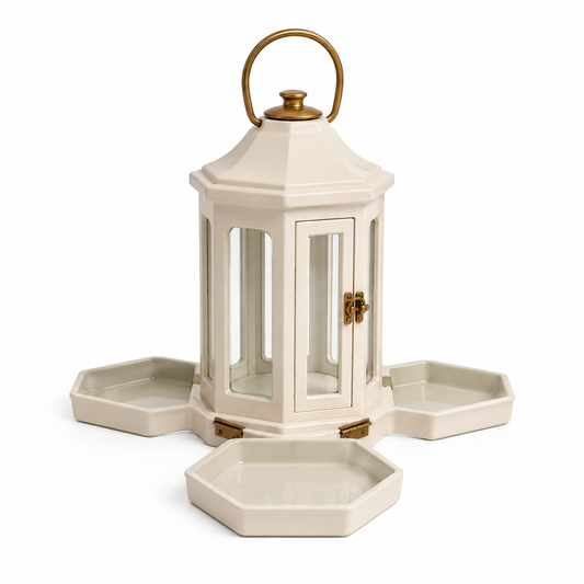 Fold-Out Condiment Table Lantern – 4-Condiment Tabletop Organizer with Napkin Holder