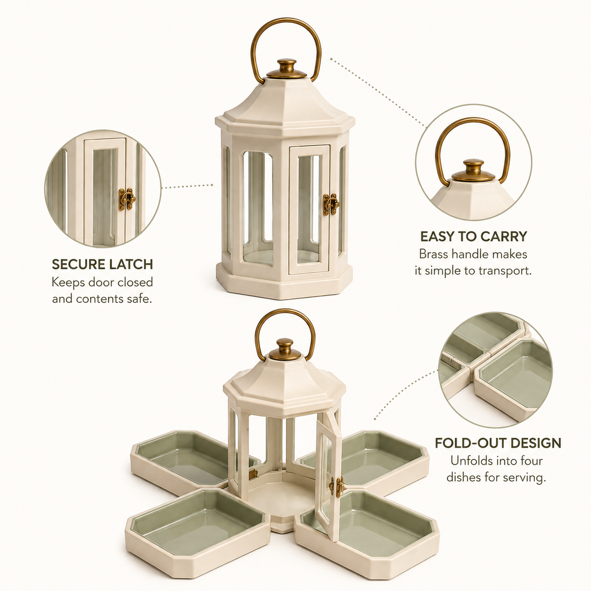 Fold-Out Condiment Table Lantern – 4-Condiment Tabletop Organizer with Napkin Holder