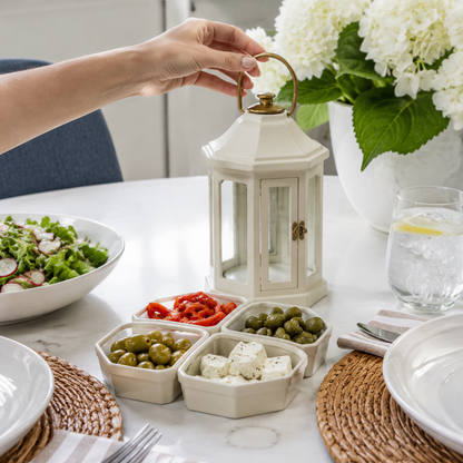 Fold-Out Condiment Table Lantern – 4-Condiment Tabletop Organizer with Napkin Holder