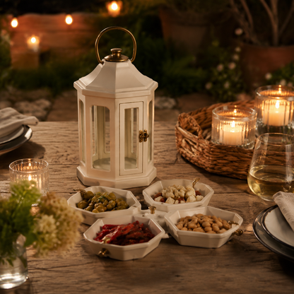 Fold-Out Condiment Table Lantern – 4-Condiment Tabletop Organizer with Napkin Holder