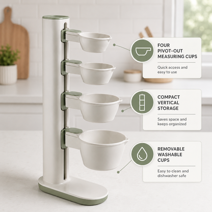 Vertical Fold-Out Measuring Station – Space-Saving Kitchen Organizer
