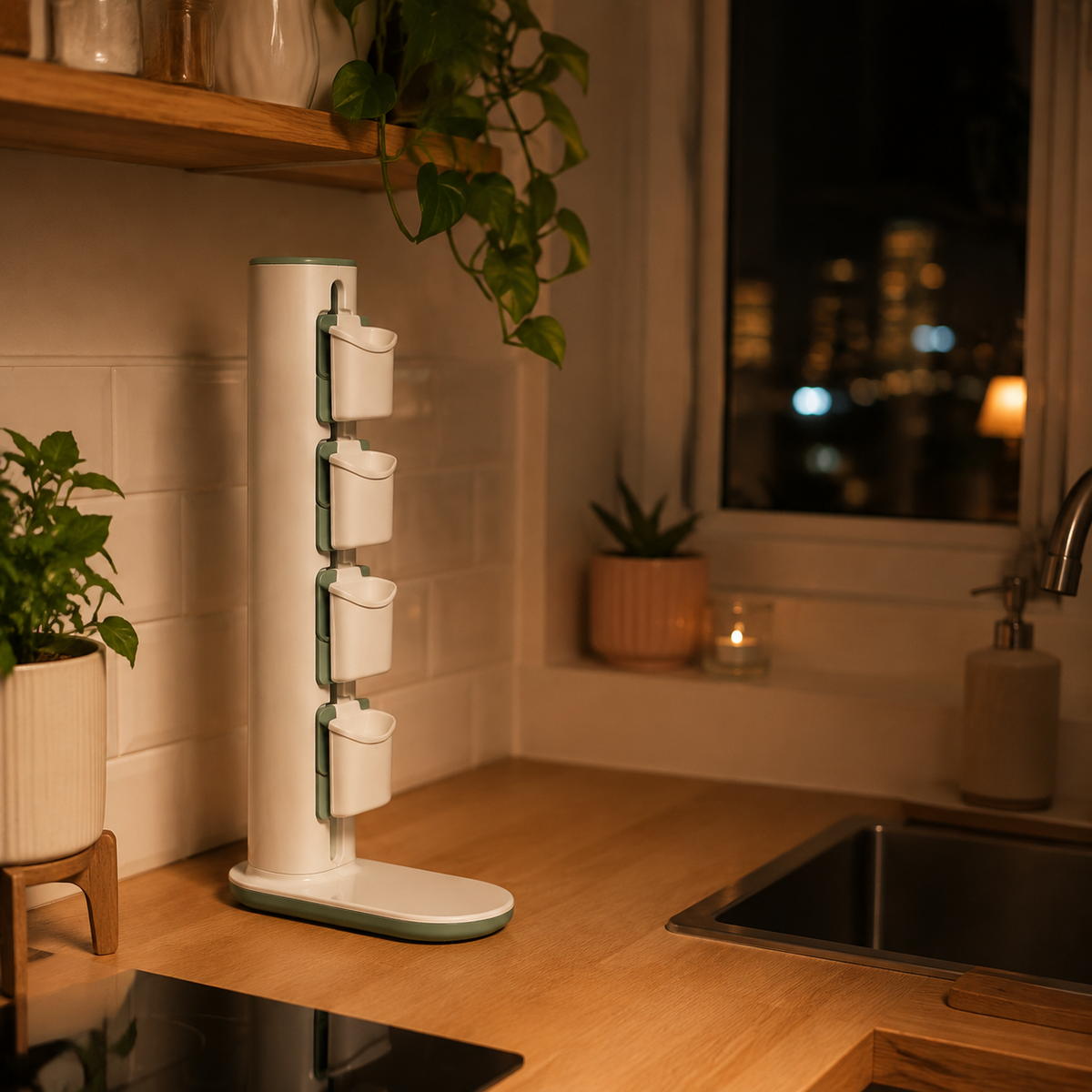 Vertical Fold-Out Measuring Station – Space-Saving Kitchen Organizer
