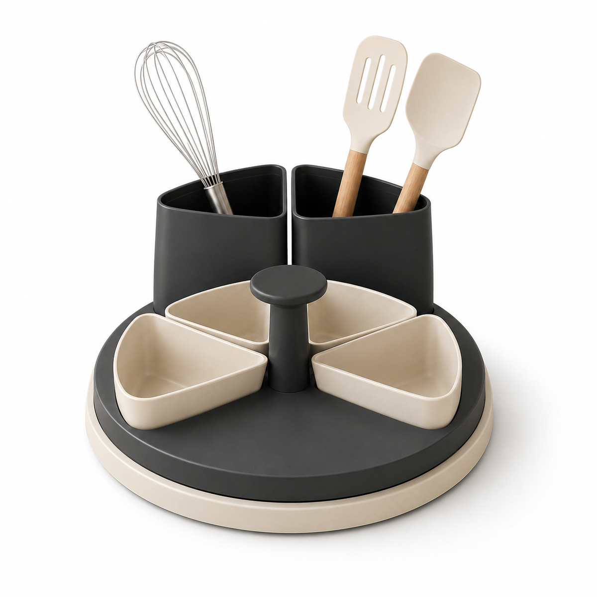 Corner Carousel Prep Organizer – Rotating Kitchen Counter Organizer