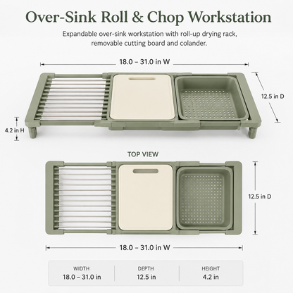 Over-Sink Roll & Chop Workstation – Expandable Sink Cutting Board