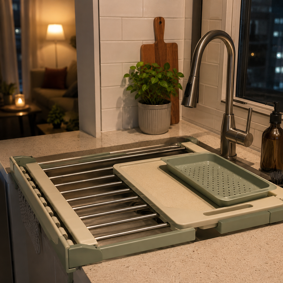 Over-Sink Roll & Chop Workstation – Expandable Sink Cutting Board