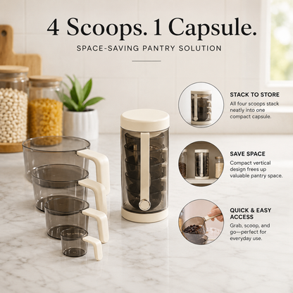 Stack-Lock Pantry Scoop Set – 4-Piece Nesting Measuring Scoop Set