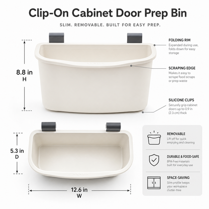 Clip-On Cabinet Door Prep Bin – Under-Counter Scrap Collector