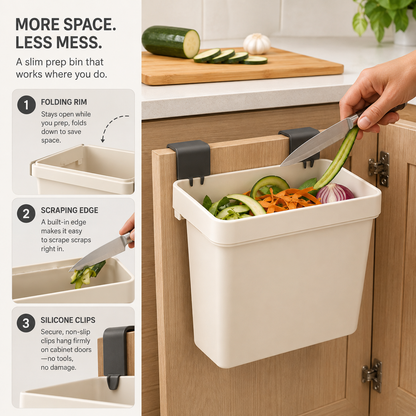Clip-On Cabinet Door Prep Bin – Under-Counter Scrap Collector