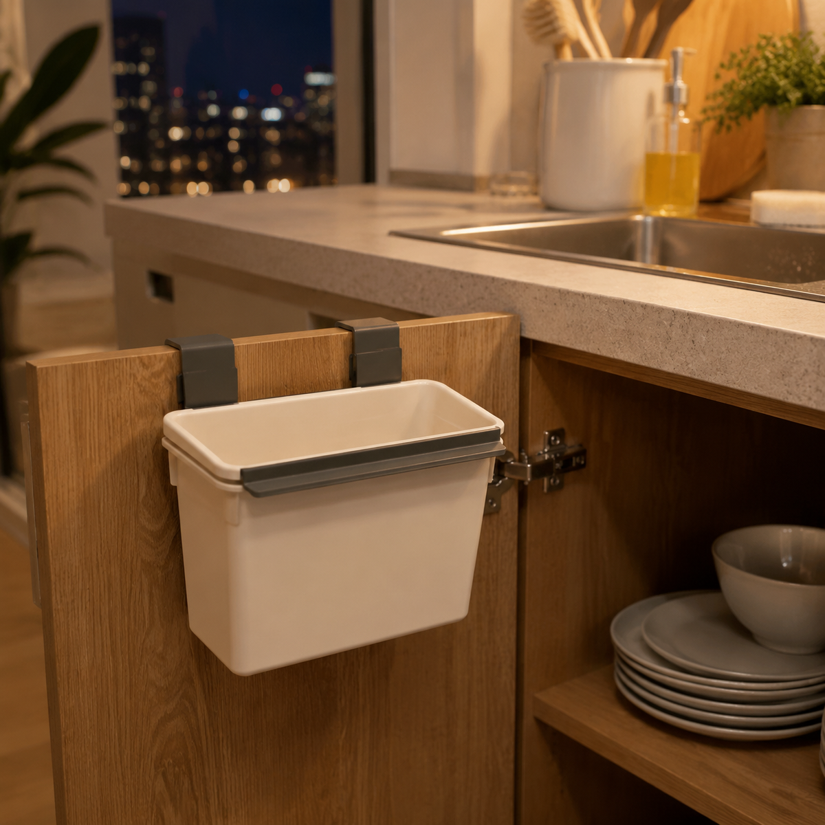 Clip-On Cabinet Door Prep Bin – Under-Counter Scrap Collector